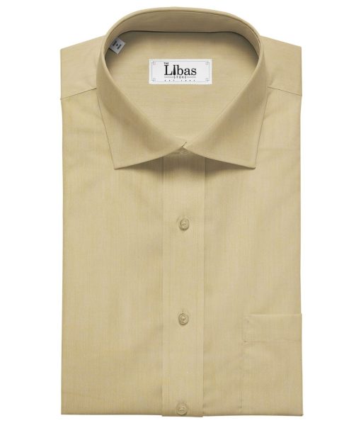 Soktas Men's Giza Cotton Solid Satin 1.60 Meter Unstitched Shirt Fabric (Biscotti Beige)