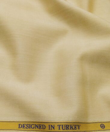 Soktas Men's Giza Cotton Solid Satin 1.60 Meter Unstitched Shirt Fabric (Biscotti Beige)