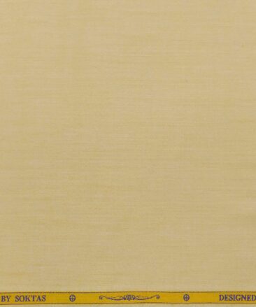 Soktas Men's Giza Cotton Solid Satin 1.60 Meter Unstitched Shirt Fabric (Biscotti Beige)