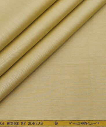 Soktas Men's Giza Cotton Solid Satin 1.60 Meter Unstitched Shirt Fabric (Biscotti Beige)