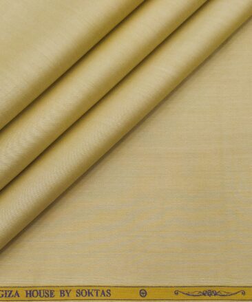 Soktas Men's Giza Cotton Solid Satin 1.60 Meter Unstitched Shirt Fabric (Biscotti Beige)