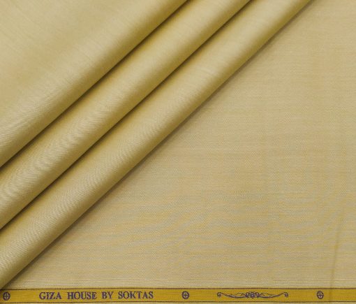 Soktas Men's Giza Cotton Solid Satin 1.60 Meter Unstitched Shirt Fabric (Biscotti Beige)