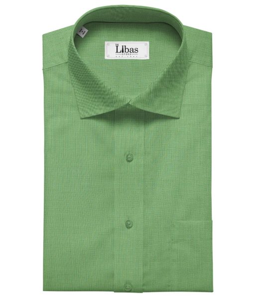 Soktas Men's Giza Cotton Self Design 1.80 Meter Unstitched Shirt Fabric (Green)