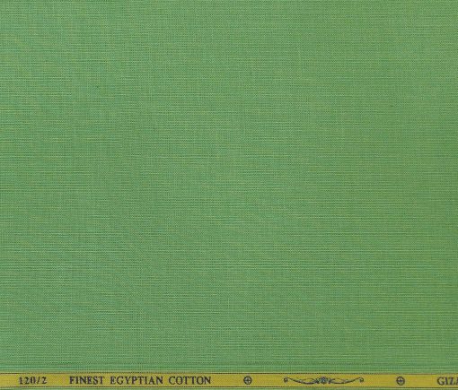 Soktas Men's Giza Cotton Self Design 1.80 Meter Unstitched Shirt Fabric (Green)