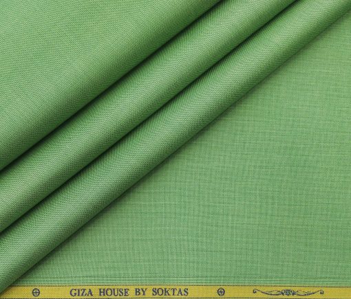 Soktas Men's Giza Cotton Self Design 1.80 Meter Unstitched Shirt Fabric (Green)