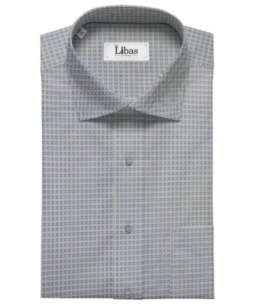 Soktas Men's Giza Cotton Blue Checks Unstitched Shirt Fabric (Grey)