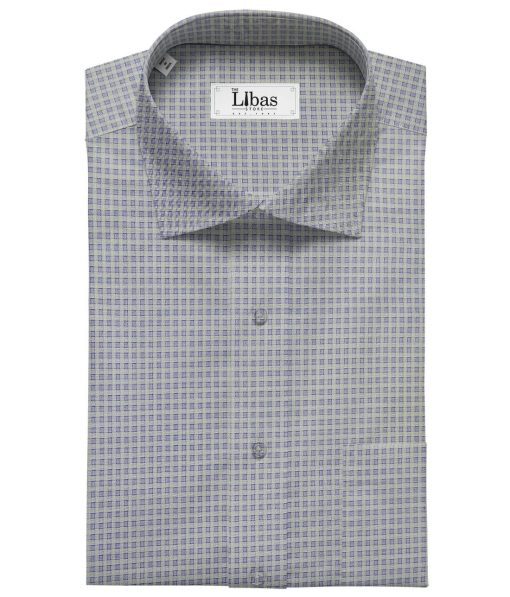 Soktas Men's Giza Cotton Blue Checks Unstitched Shirt Fabric (Grey)