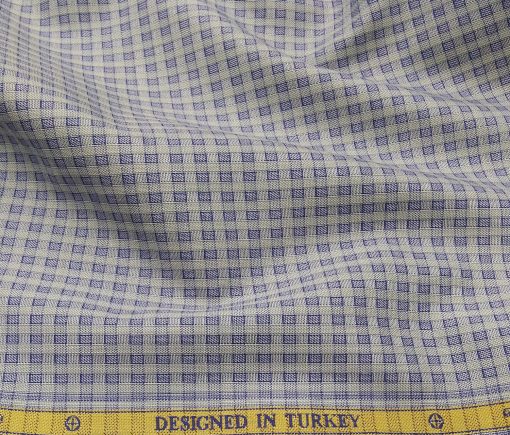 Soktas Men's Giza Cotton Blue Checks Unstitched Shirt Fabric (Grey)