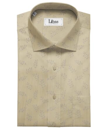 Soktas Men's Giza Cotton Floral Jacquard 1.60 Meter Unstitched Shirt Fabric (Oat Beige)