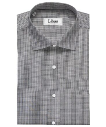 Bombay Rayon Men's Cotton Checks 1.60 Meter Unstitched Shirt Fabric (Grey)