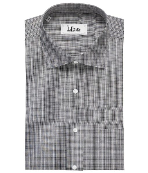 Bombay Rayon Men's Cotton Checks 1.60 Meter Unstitched Shirt Fabric (Grey)