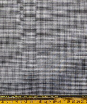 Bombay Rayon Men's Cotton Checks 1.60 Meter Unstitched Shirt Fabric (Grey)