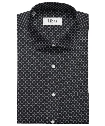 Bombay Rayon Men's Cotton Printed 1.60 Meter Unstitched Shirt Fabric (Black)