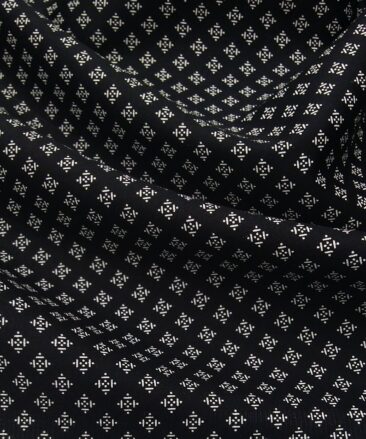 Bombay Rayon Men's Cotton Printed 1.60 Meter Unstitched Shirt Fabric (Black)