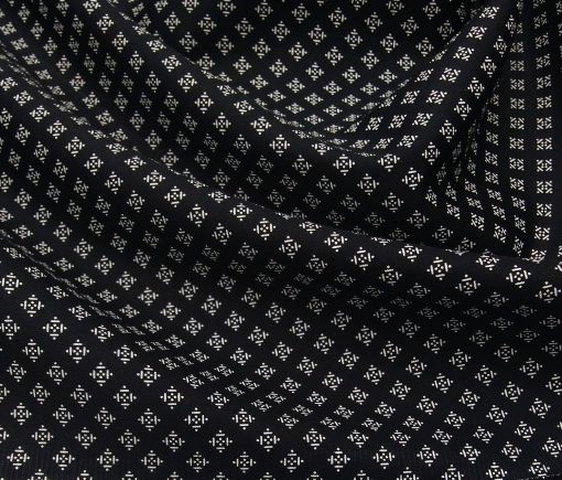 Bombay Rayon Men's Cotton Printed 1.60 Meter Unstitched Shirt Fabric (Black)