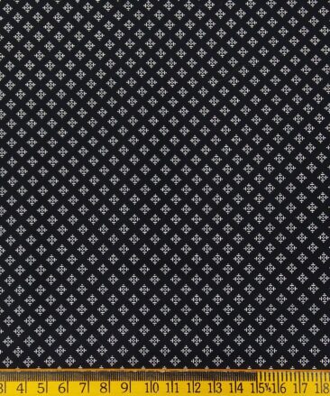 Bombay Rayon Men's Cotton Printed 1.60 Meter Unstitched Shirt Fabric (Black)