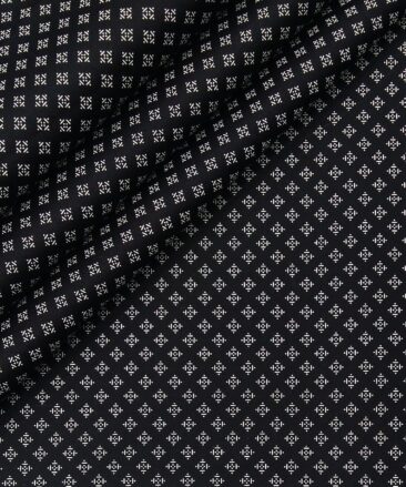 Bombay Rayon Men's Cotton Printed 1.60 Meter Unstitched Shirt Fabric (Black)