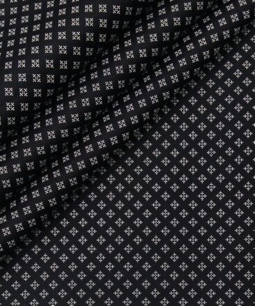 Bombay Rayon Men's Cotton Printed 1.60 Meter Unstitched Shirt Fabric (Black)