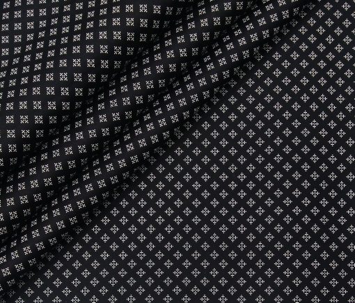 Bombay Rayon Men's Cotton Printed 1.60 Meter Unstitched Shirt Fabric (Black)