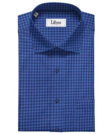 Cadini Italy Men's Cotton Checks 1.60 Meter Unstitched Shirt Fabric (Royal Blue)