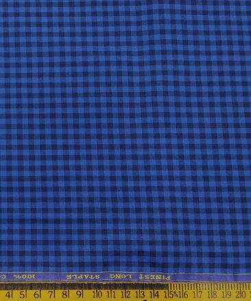 Cadini Italy Men's Cotton Checks 1.60 Meter Unstitched Shirt Fabric (Royal Blue)