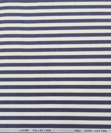 Monza Men's Giza Cotton Striped 1.60 Meter Unstitched Shirt Fabric (White)