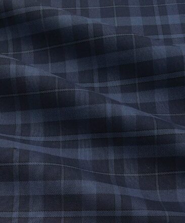 Monza Men's Cotton Checks 1.60 Meter Unstitched Shirt Fabric (Dark Blue)