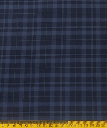 Monza Men's Cotton Checks 1.60 Meter Unstitched Shirt Fabric (Dark Blue)