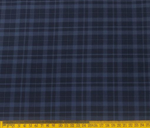 Monza Men's Cotton Checks 1.60 Meter Unstitched Shirt Fabric (Dark Blue)