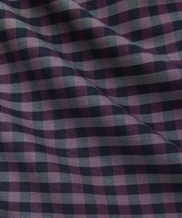 Nemesis Men's Giza Cotton Checks 1.80 Meter Unstitched Shirt Fabric (Purple)