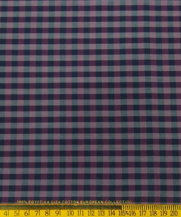 Nemesis Men's Giza Cotton Checks 1.80 Meter Unstitched Shirt Fabric (Purple)