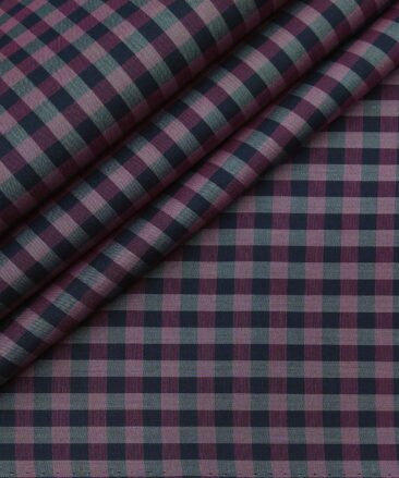 Nemesis Men's Giza Cotton Checks 1.80 Meter Unstitched Shirt Fabric (Purple)