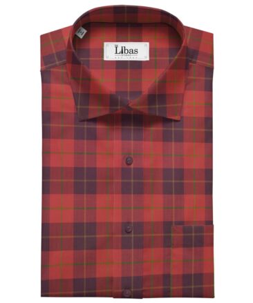 Nemesis Men's Cotton Broad Checks 1.80 Meter Unstitched Shirt Fabric (Red)