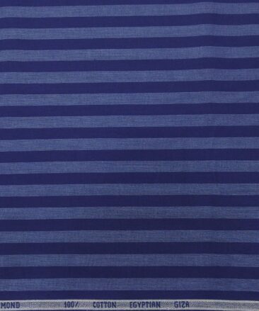 Raymond Men's Giza Cotton Striped 1.80 Meter Unstitched Shirt Fabric (Dark Blue)