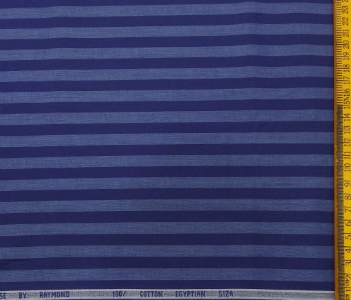 Raymond Men's Giza Cotton Striped 1.80 Meter Unstitched Shirt Fabric (Dark Blue)