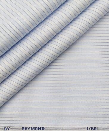 Raymond Men's Giza Cotton Striped 1.80 Meter Unstitched Shirt Fabric (Sky Blue)