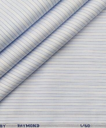 Raymond Men's Giza Cotton Striped 1.80 Meter Unstitched Shirt Fabric (Sky Blue)