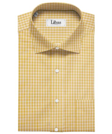 Raymond Men's Cotton Checks 1.80 Meter Unstitched Shirt Fabric (Orange)