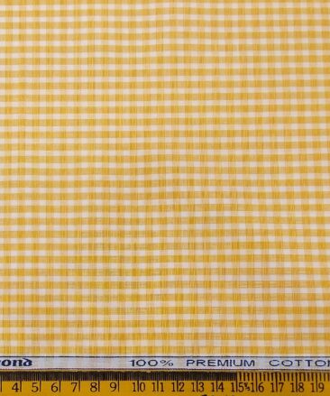 Raymond Men's Cotton Checks 1.80 Meter Unstitched Shirt Fabric (Orange)