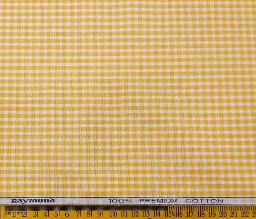 Raymond Men's Cotton Checks 1.80 Meter Unstitched Shirt Fabric (Orange)