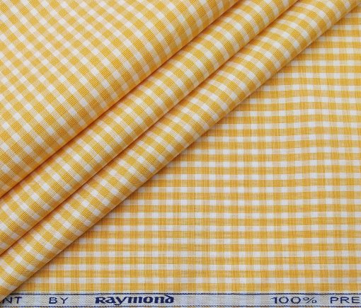 Raymond Men's Cotton Checks 1.80 Meter Unstitched Shirt Fabric (Orange)