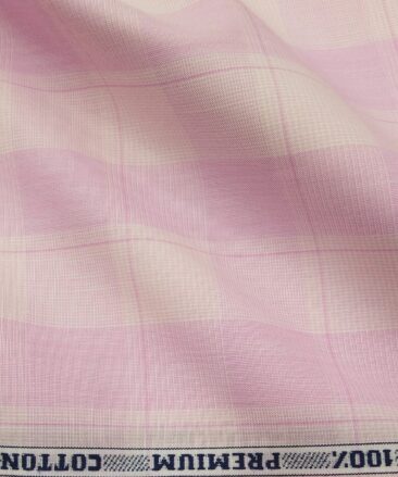 Raymond Men's Cotton Broad Checks 1.80 Meter Unstitched Shirt Fabric (Light Pink)