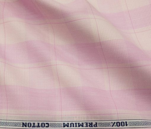 Raymond Men's Cotton Broad Checks 1.80 Meter Unstitched Shirt Fabric (Light Pink)