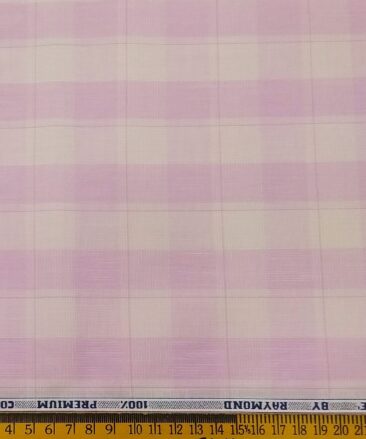 Raymond Men's Cotton Broad Checks 1.80 Meter Unstitched Shirt Fabric (Light Pink)