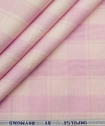 Raymond Men's Cotton Broad Checks 1.80 Meter Unstitched Shirt Fabric (Light Pink)