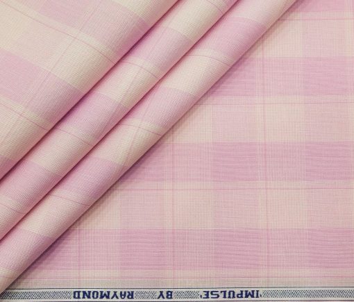 Raymond Men's Cotton Broad Checks 1.80 Meter Unstitched Shirt Fabric (Light Pink)