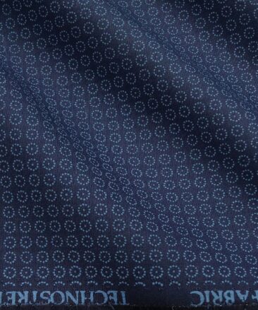 Raymond Men's Cotton Printed 1.80 Meter Unstitched Technostretch Shirt Fabric (Dark Blue)