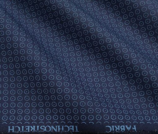 Raymond Men's Cotton Printed 1.80 Meter Unstitched Technostretch Shirt Fabric (Dark Blue)