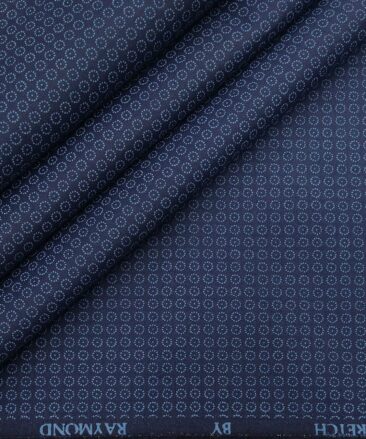 Raymond Men's Cotton Printed 1.80 Meter Unstitched Technostretch Shirt Fabric (Dark Blue)