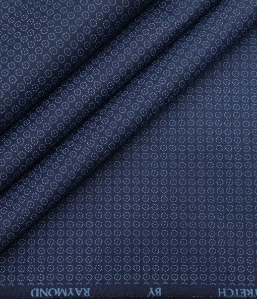 Raymond Men's Cotton Printed 1.80 Meter Unstitched Technostretch Shirt Fabric (Dark Blue)